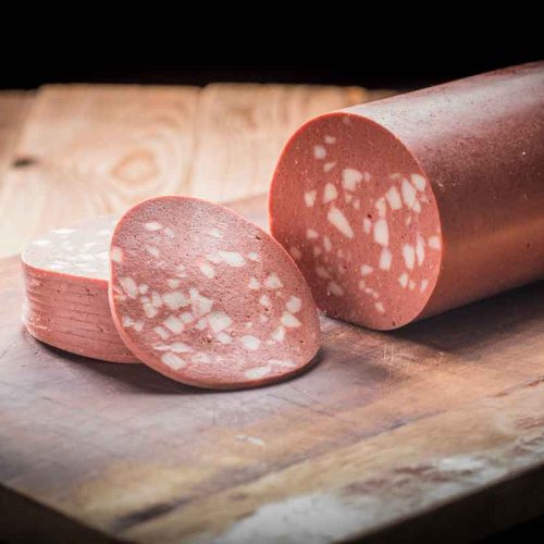 Leverworst met spek gesneden